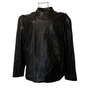 Murano Luxury Lambskin Leather Moto Jacket - Black - Men’s Size Large